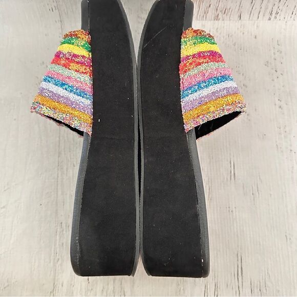 Jessica Simpson rainbow sparkle glitter trivia platform sandal Sz 8 - Picture 2 of 7